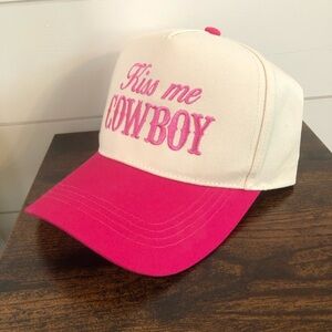 'Kiss Me Cowboy' Pink and Cream Cap